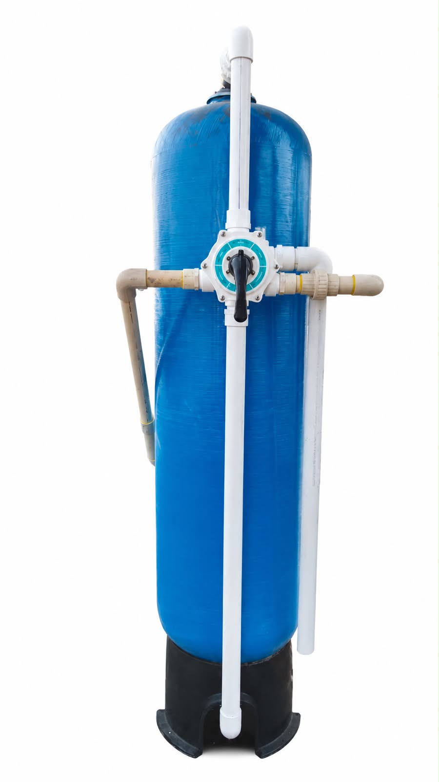 Iron removal filter vessel with control valve and inlet outlet piping